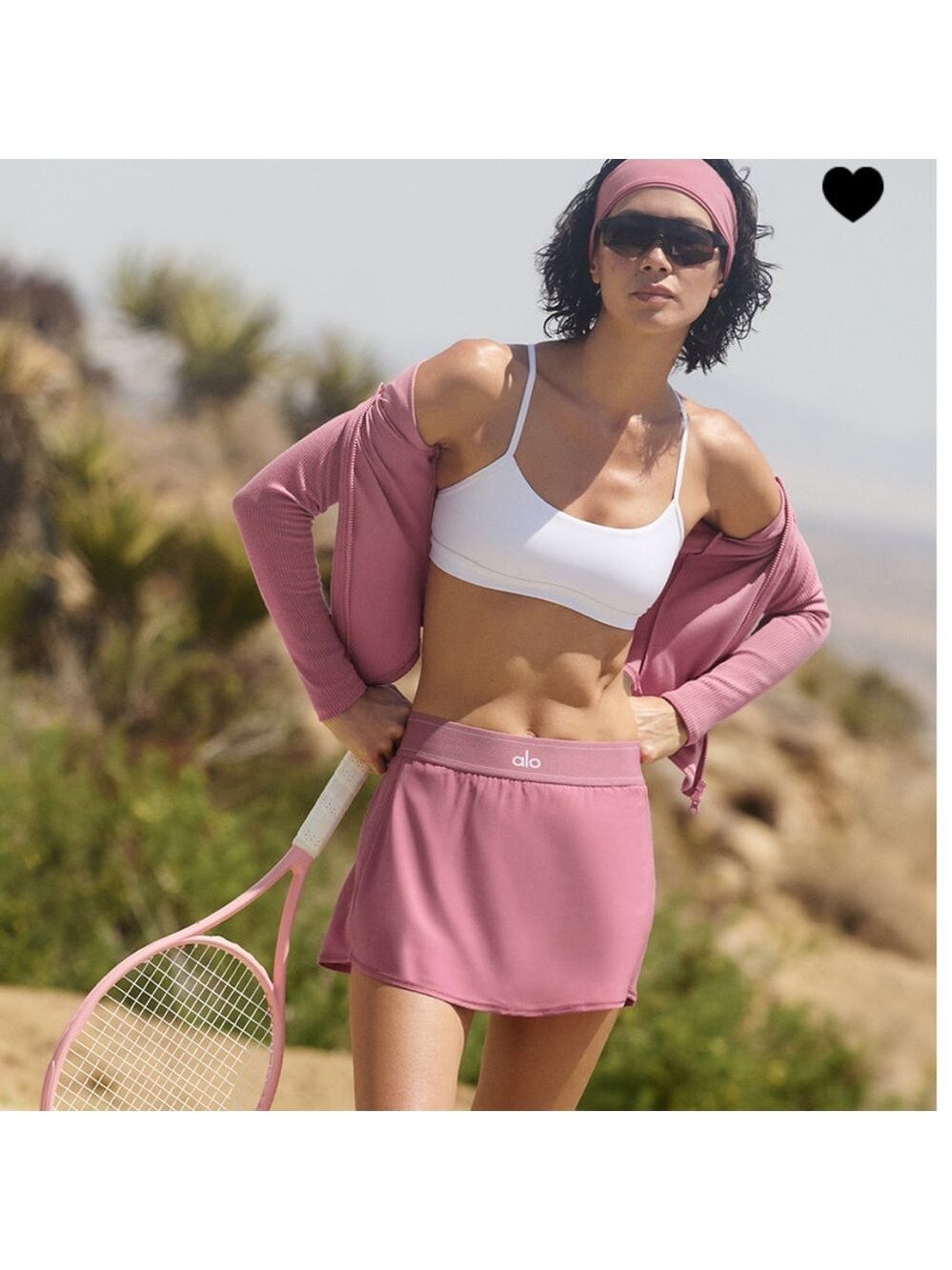 ALO Yoga Wild Rose Pink Match Point Tennis Skirt with Built-In Shorts - Picture 5 of 11